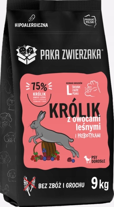 Paka Zwierzaka Sucha L Królik Owoce Leśne 9kg