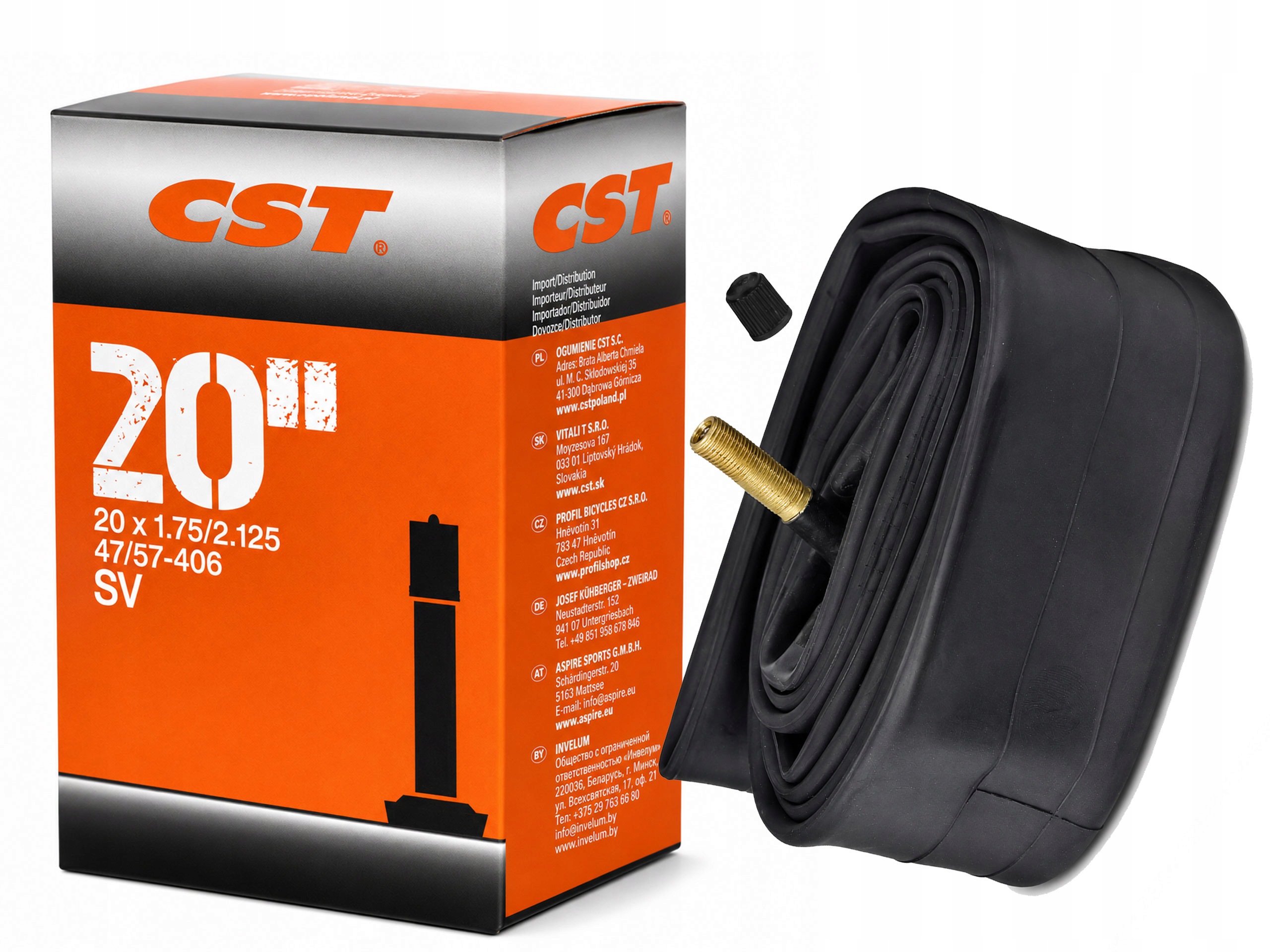 Dętka rowerowa Cst 20x1,75/2,125 (47/57-406) Sv/av (TB-CS049)