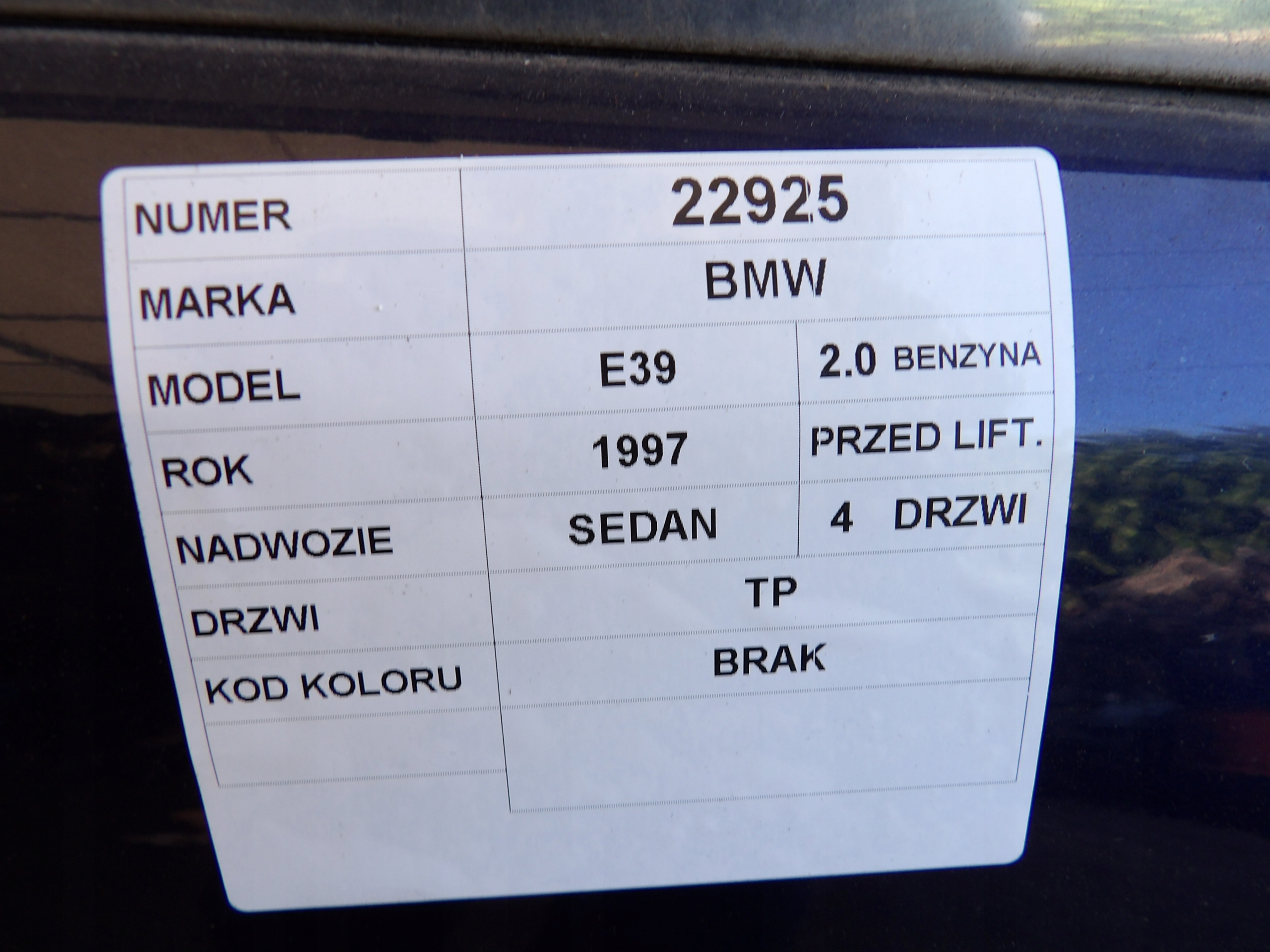 BMW E39 Tür hinten rechts Sedan
