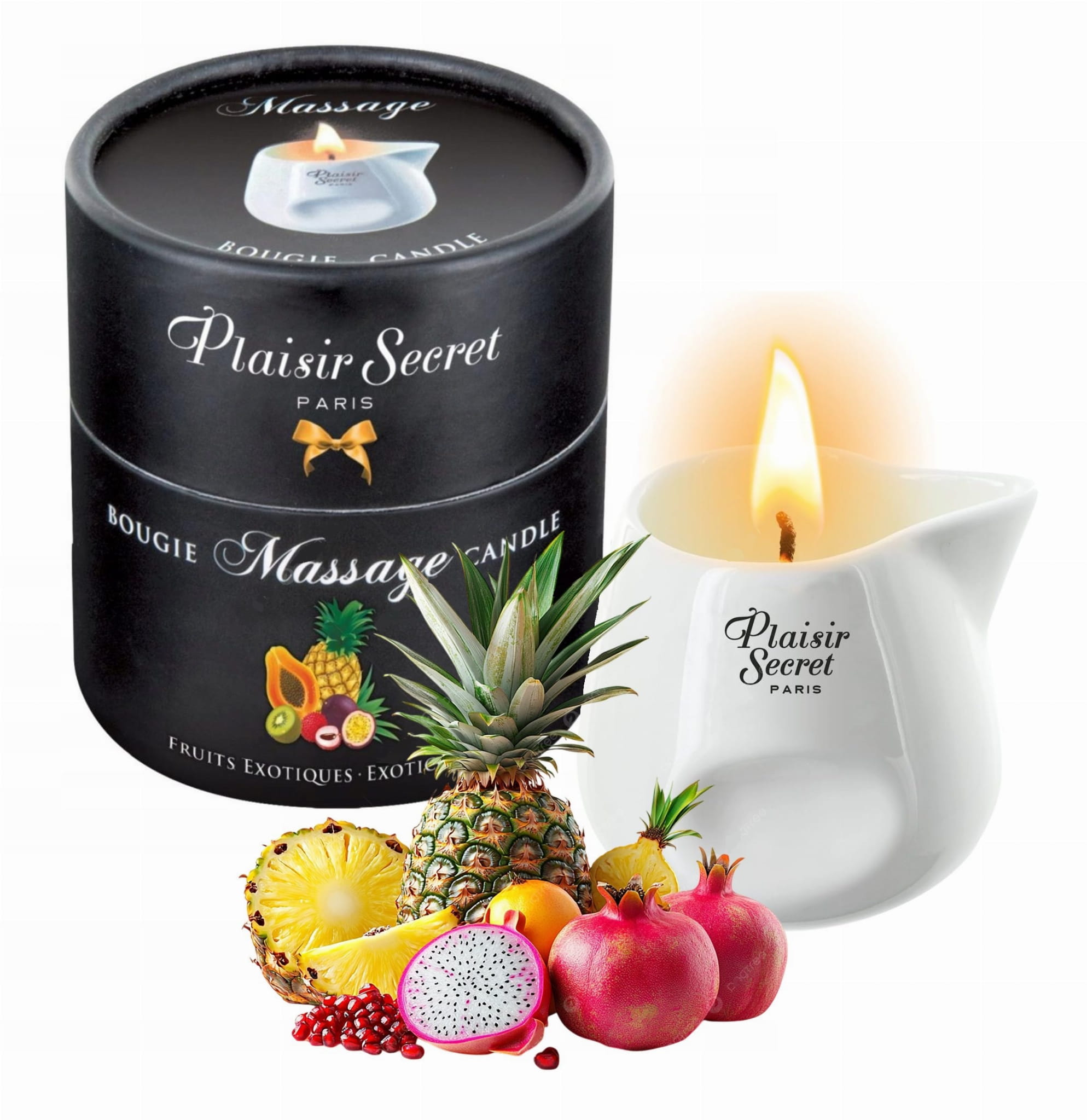 Přírodní masážní svíčka Plaisirs Secrets Exotic Fruit 80 ml