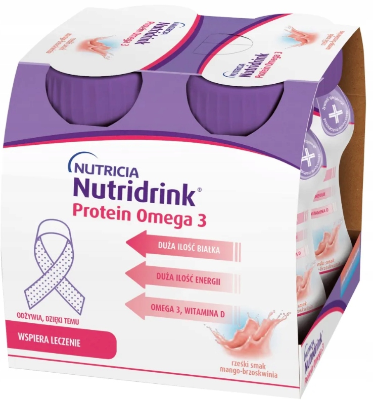 Nutridrink Protein Omega 3 preparat odżywczy mango-brzoskwinia 4 x125 ml