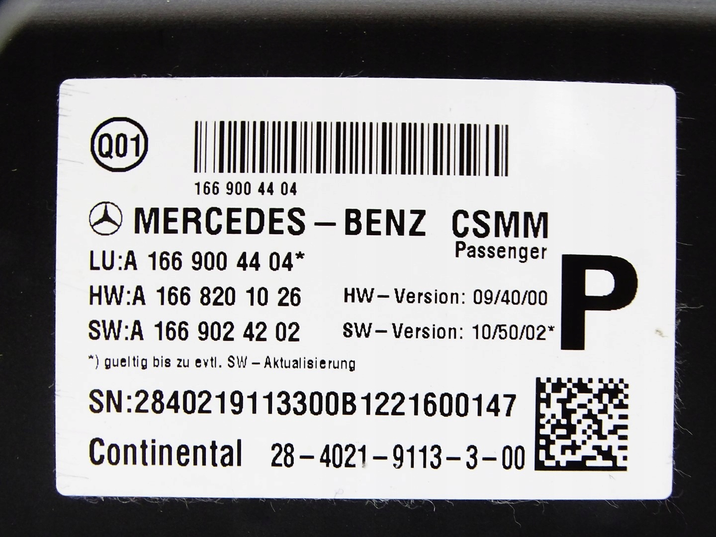 module control unit seat front front MERCEDES ML W166 A1669004404