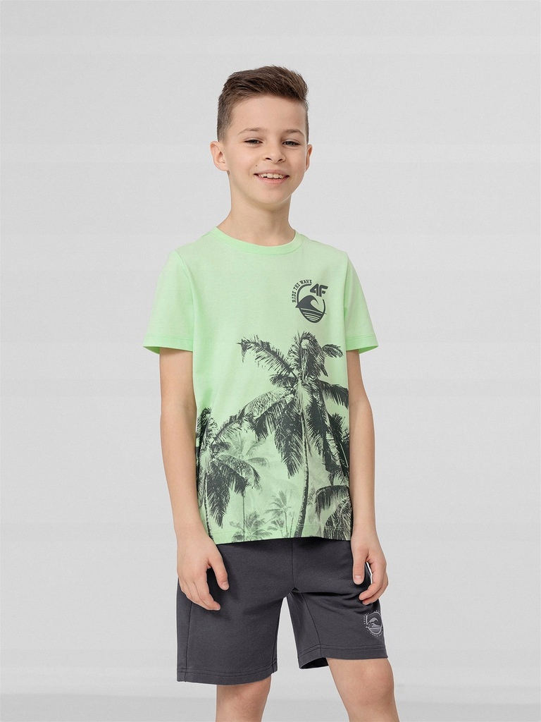 KOSZULKA CHŁOPIĘCA 4F T-SHIRT BAWEŁNA 140 Dekolt okrągły