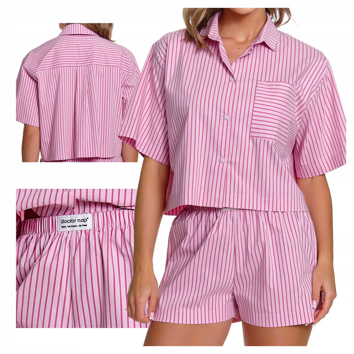 Doctor Nap Dámské pyžamo se zapínáním na knoflíky Pm 7425 miami pink XL