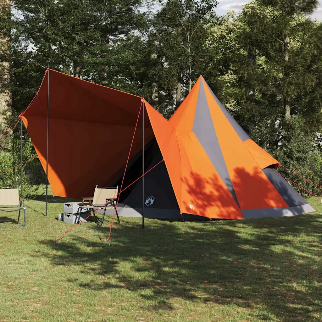 vidaXL Tipi stan se střechou Šedá a oranžová 510 x 690 x 330 cm taft