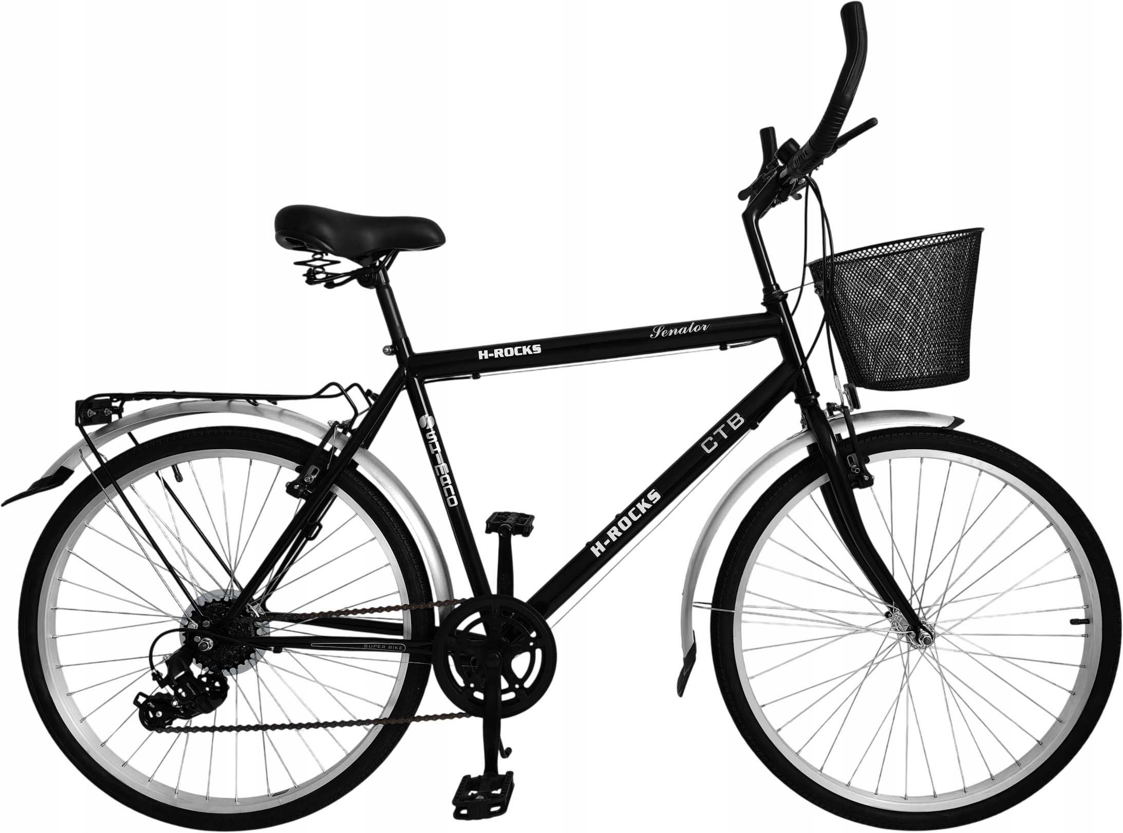 Rower 26″MIEJSKI Czarny 6 Biegów Shimano+ Koszyk 32422