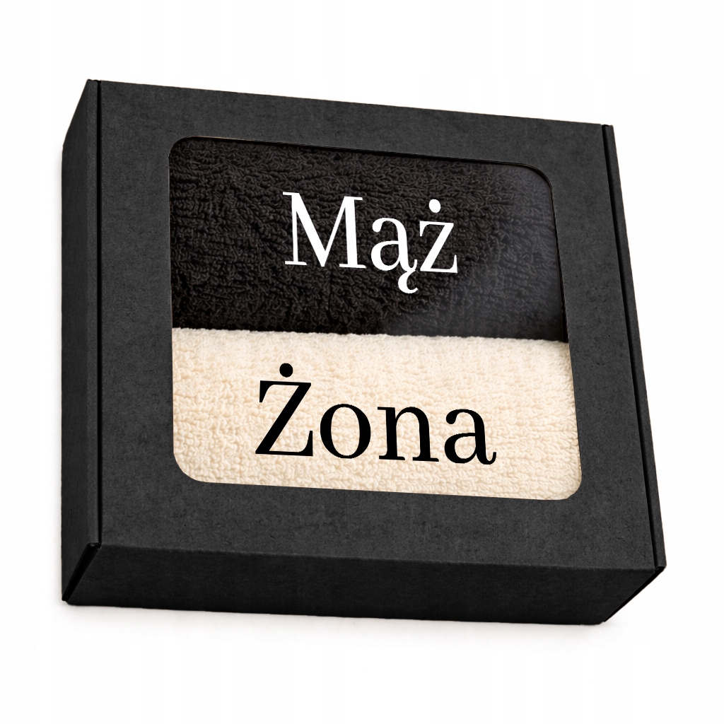Set Ručník 50X100 Výšivka Dárek Svatební Manžel Manželka Kouzlo A Ecru Kouzlo Balení