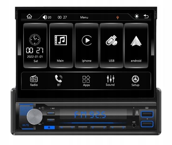 1-DIN 7'' autorádio s výsuvnou obrazovkou a ovládáním z volantu