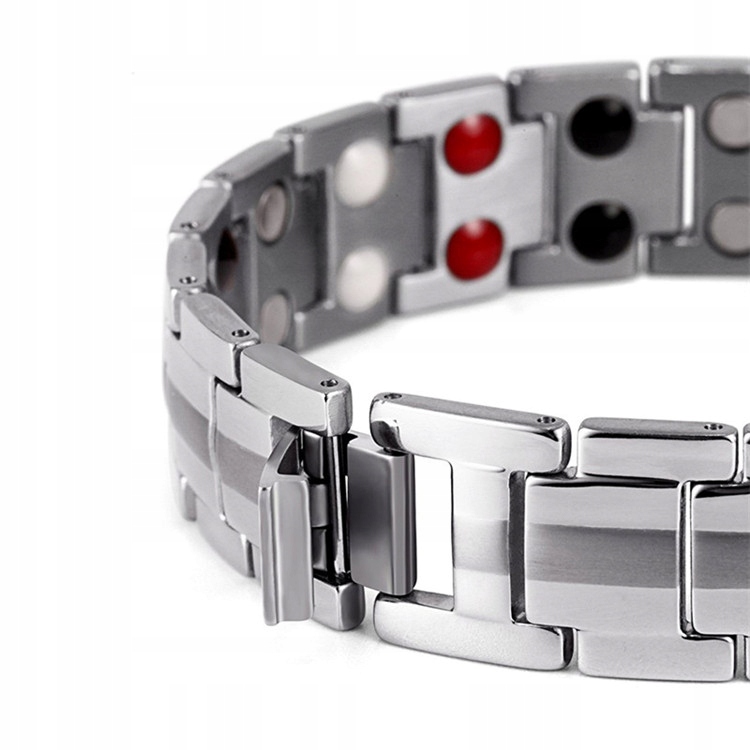 BRANSOLETKA MAGNETYCZNA ZDROWOTONA SREBRNA MĘSKA Splot Inny splot