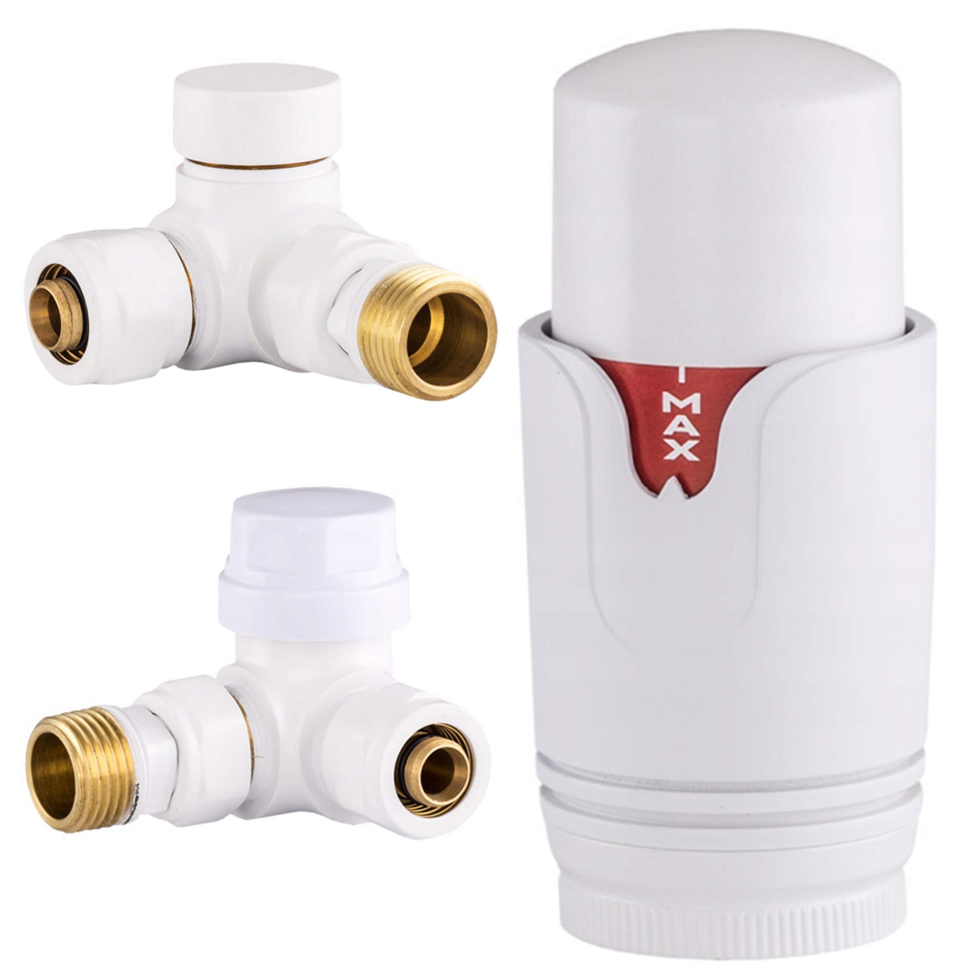 Termostatický Radiátorový Ventil 3-OSÝ Napájací 1/2" Biely