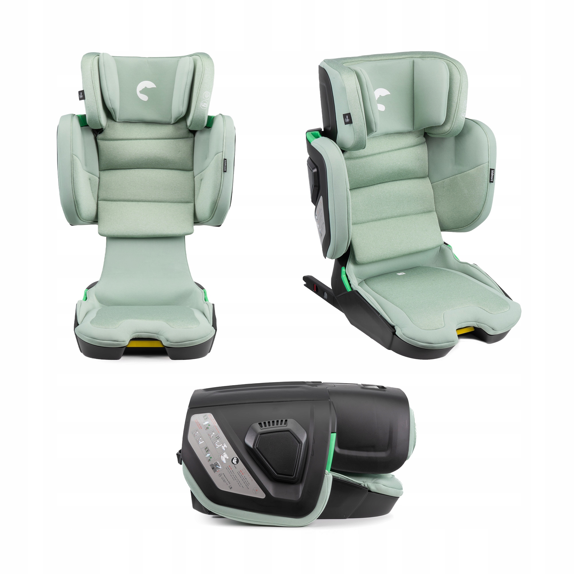 Kidnort Fotelik samochodowy isofix I-Size 100-150cm (15-36 kg) Mane Green