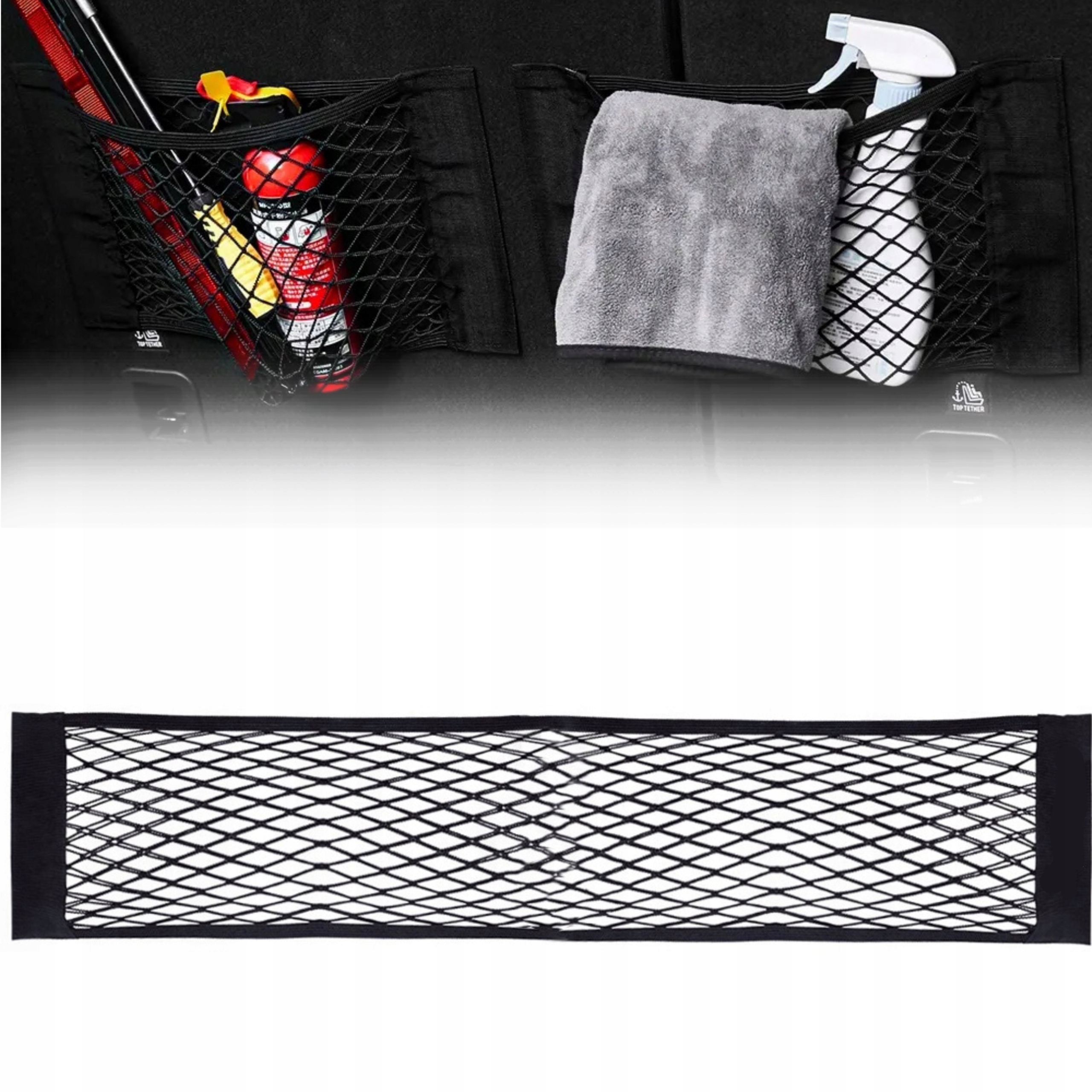 Organizer Siatka Do Bagażnika Samochodowego Na Rzep Kieszeń Mocna 25x80