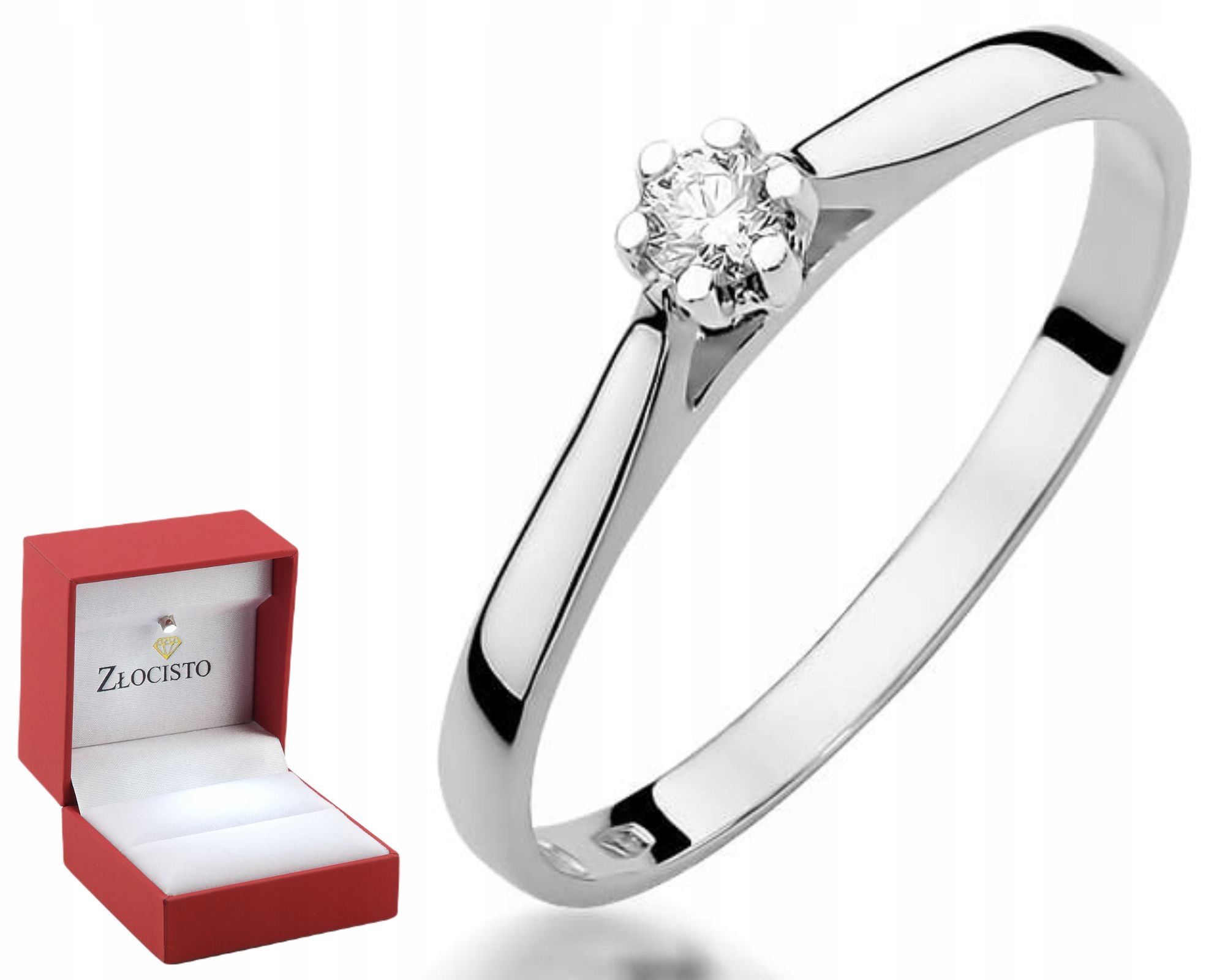 Prstýnek Diamant Bílé Zlato Gravírování Bonus 585 Dárek