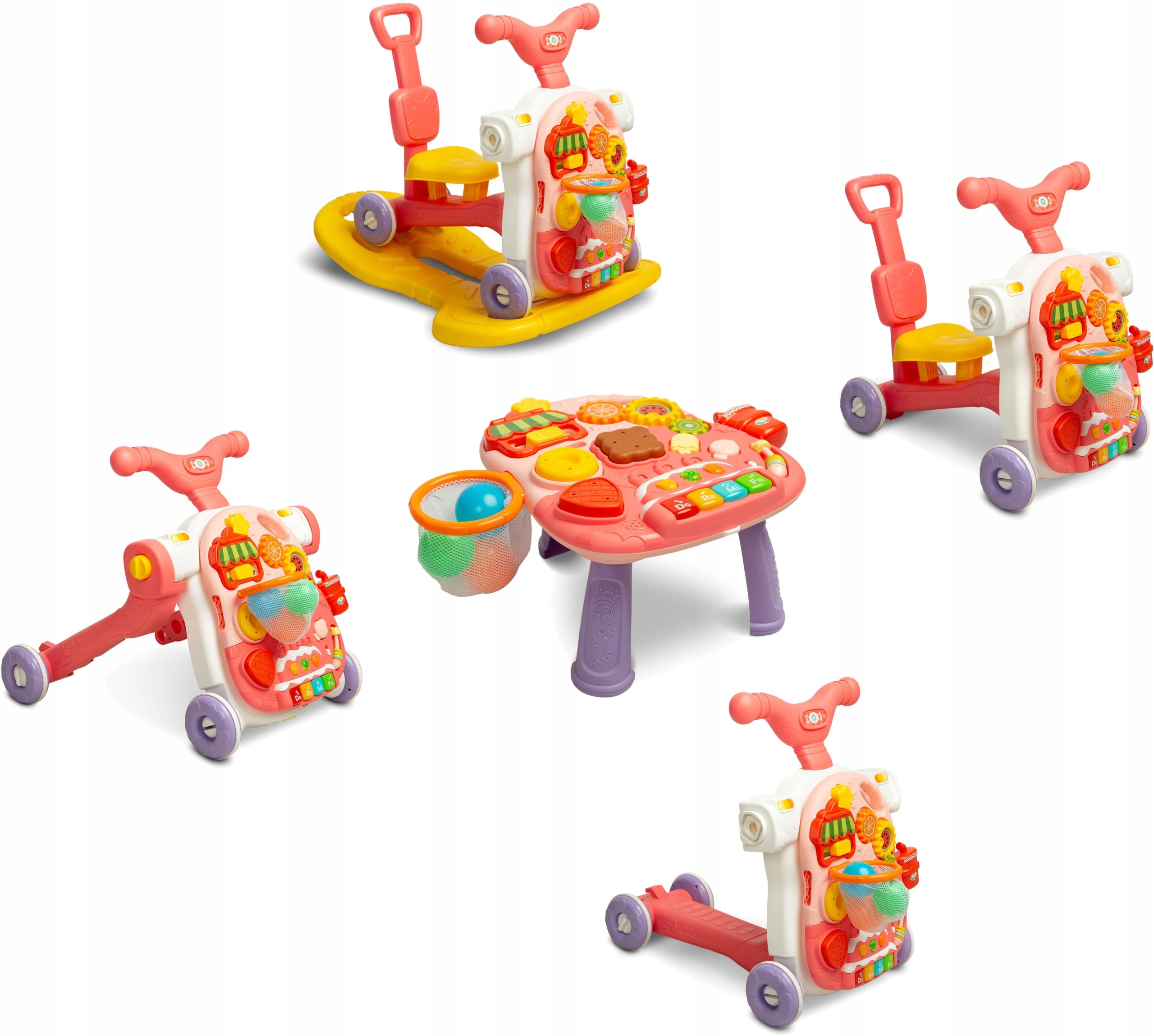 Wielofunkcyjny Chodzik Pchacz Jeżdzik Stolik 5W1