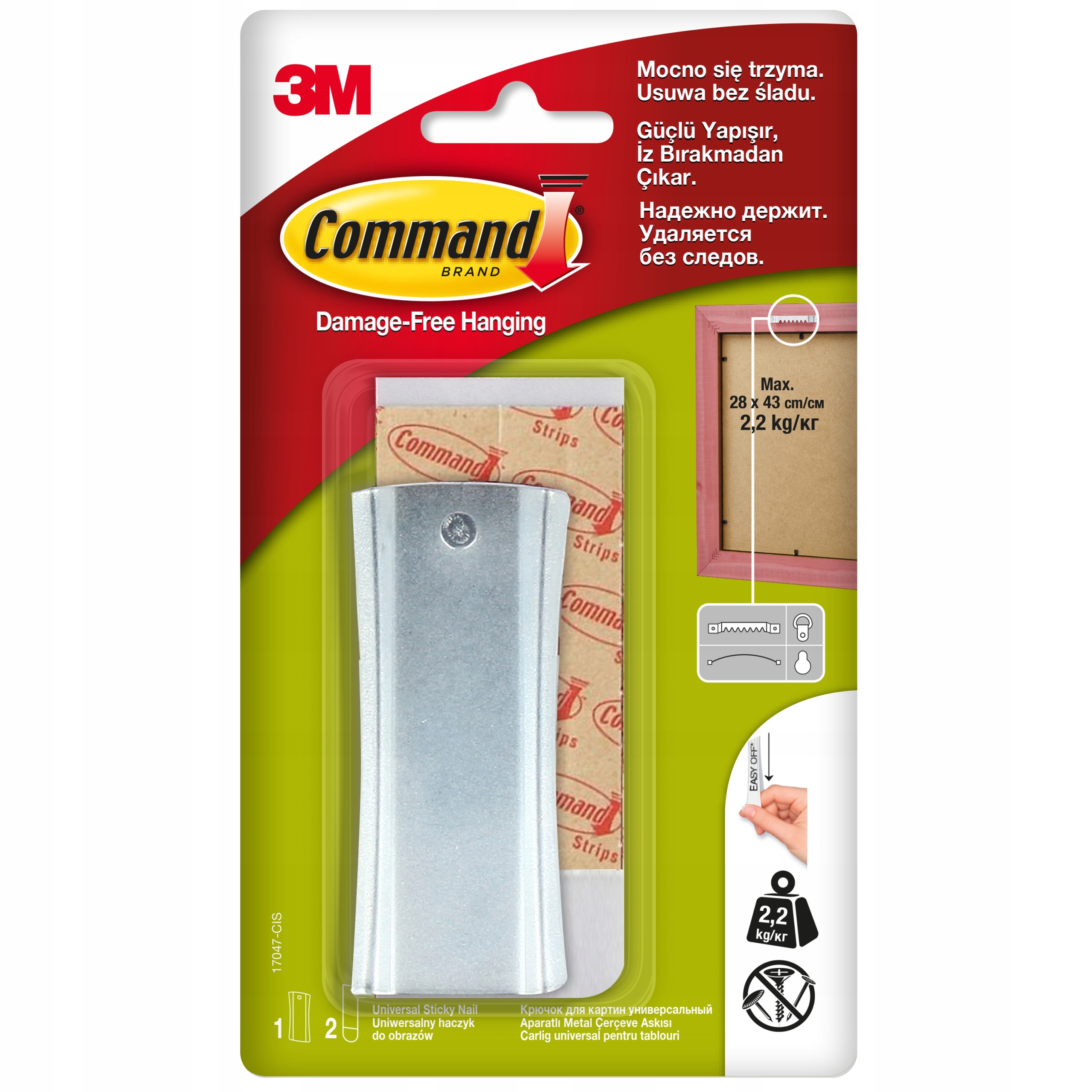 Command uniwersalny haczyk do obrazów bez wiercenia do 2,2 kg