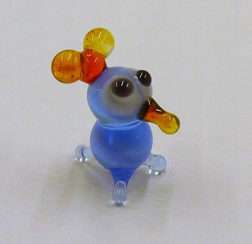 Figurka szklana Mini Ptak Kurczak Błękitny FMs 5mm