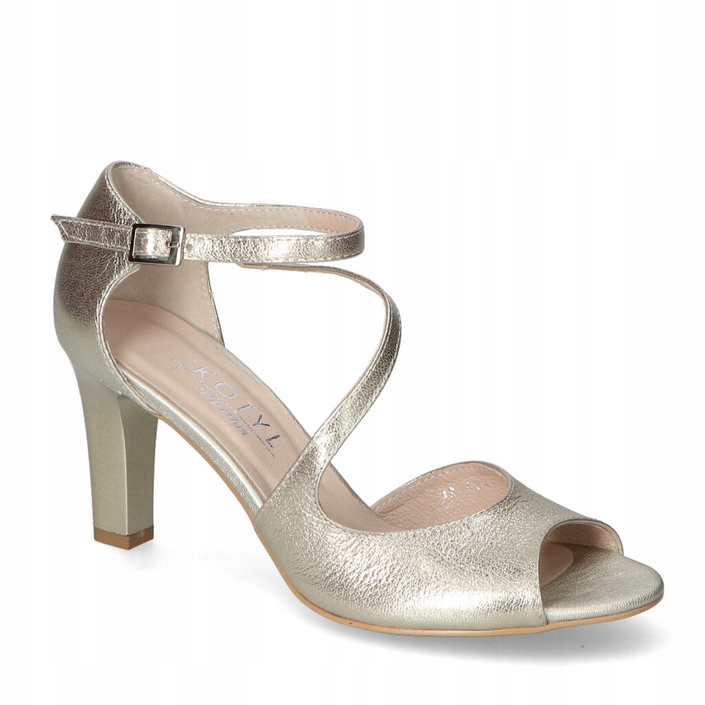 Kotyl Sandály Na Podpatku Zlaté Pohodlné Kožené