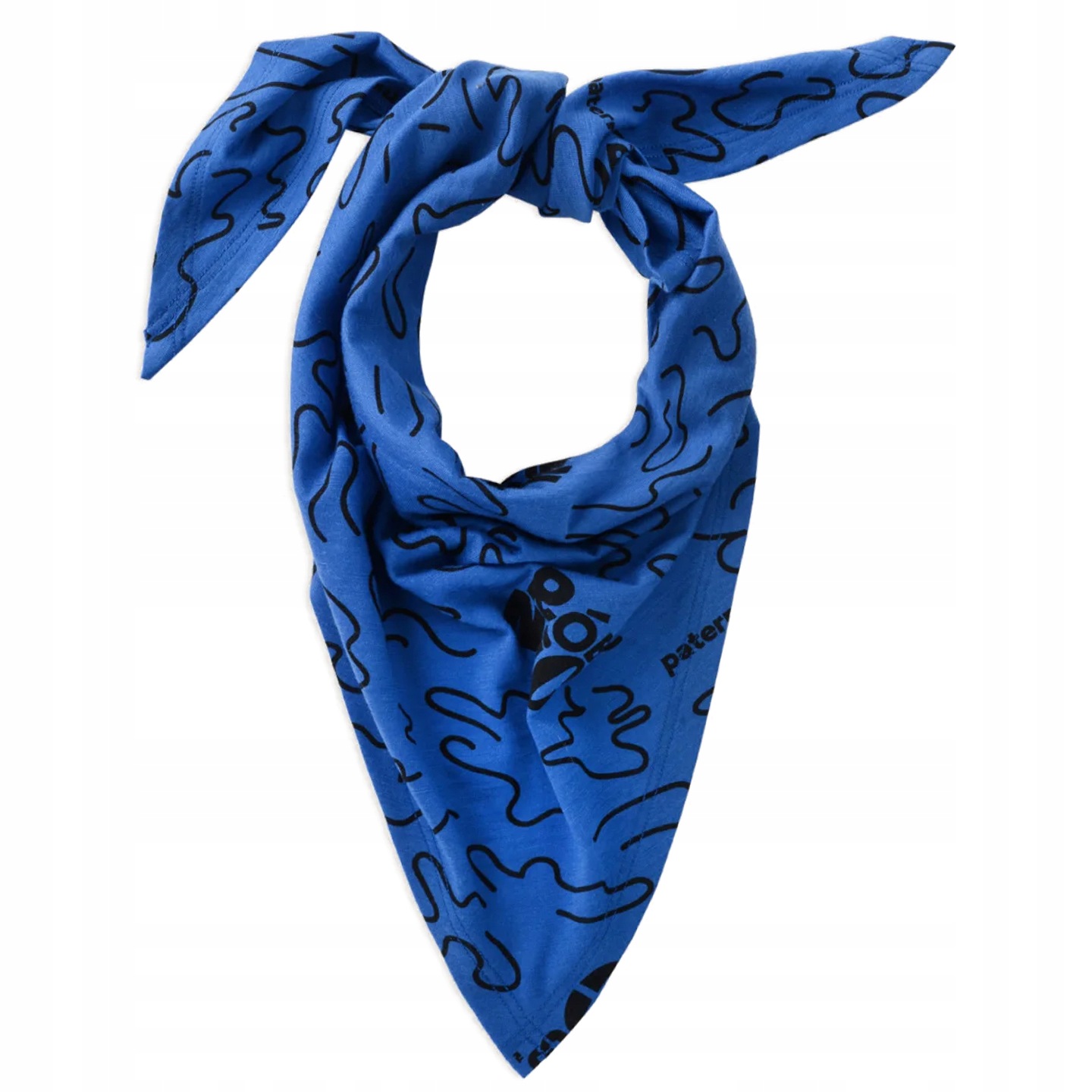 Bandana trójkątna z wełny merino 100% kobaltowa napis Rób Nic damska męska