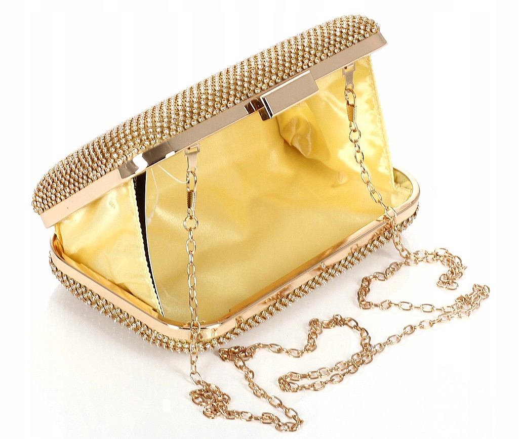 Złota zgrabna błyszcząca Kopertówka PUZDERKO na łańcuszku Kolekcja 2024