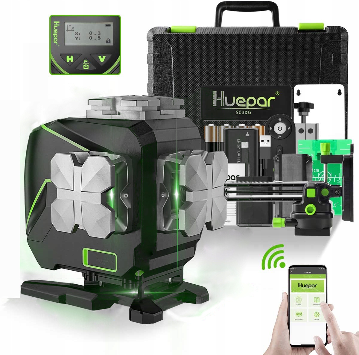 

Huepar 3D Poziomica Laserowa Krzyżowy Bluetooth