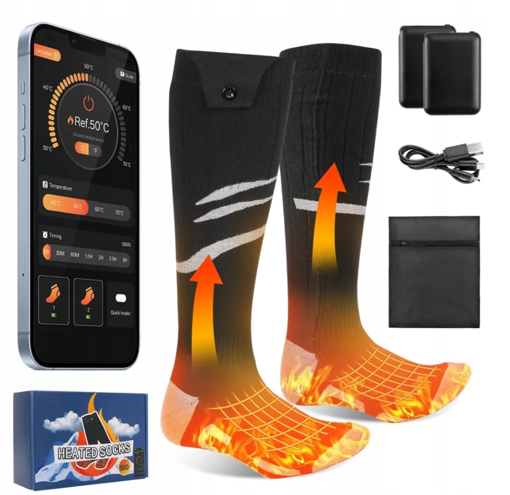 Olycism podgrzewane skarpety z aplikacją 5000mAh r. M