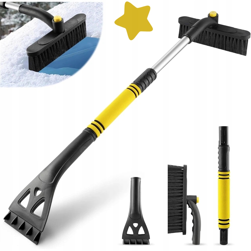 Kartáč Teleskopická Škrabka 3V1 Pro Odklízení Sněhu Z Auta, Rotační