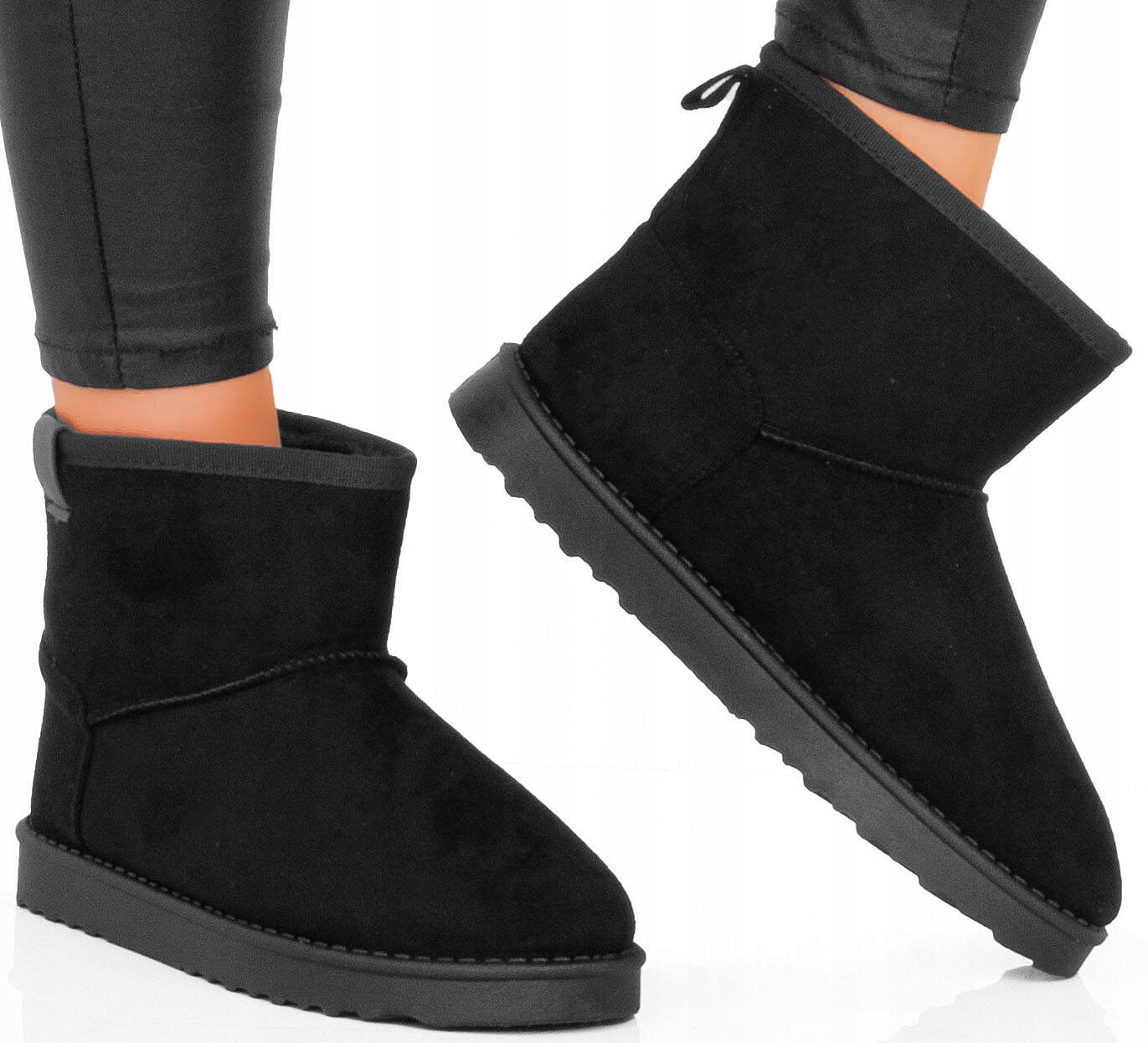 7898 CZARNE OCIEPLANE BOTKI ŚNIEGOWCE FUTERKO CIEPŁE KOZAKI ZIMOWE 39 Rozmiar 39