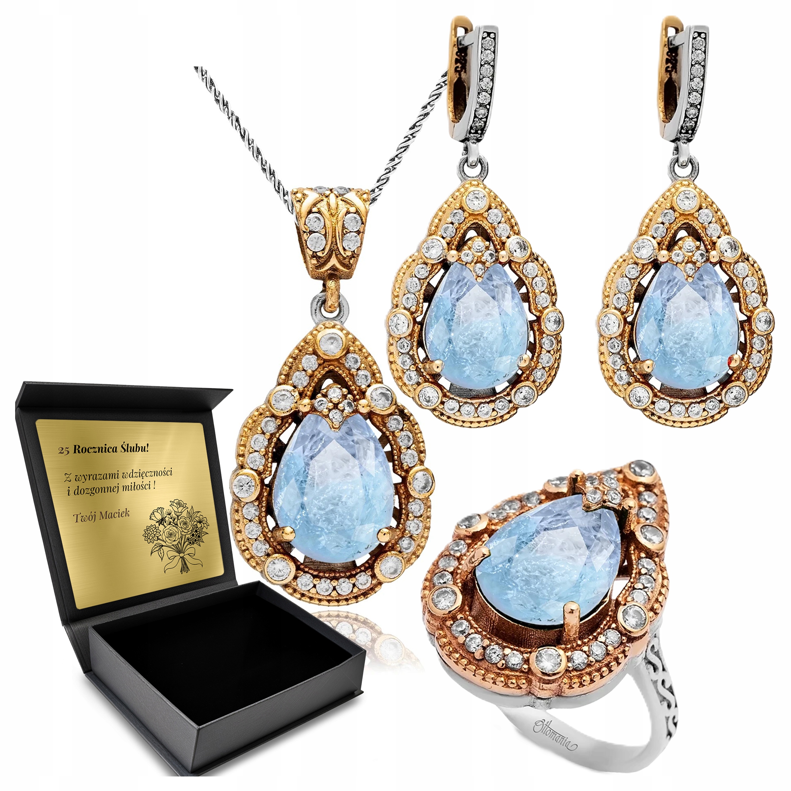 Komplet Stříbrných Šperků 925 Zirkony Tutmalin Dárek pro ženu Gravírování