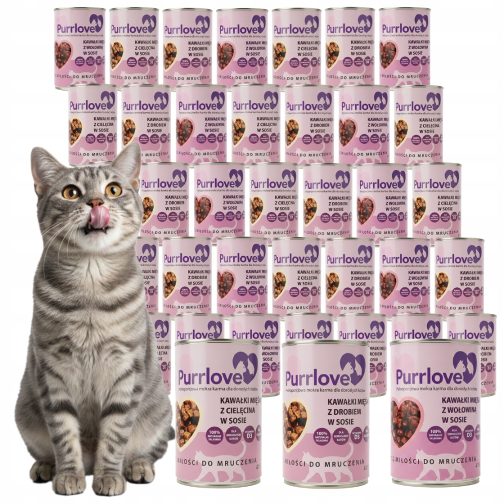 Levně Krmivo Pro Kočky Vlhké Krmivo MIX Chutí Kousky V Omáčce 36x415g Purrlove