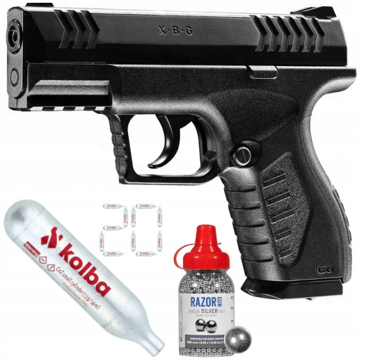 Wiatrówka Pistolet Umarex Xbg 4,5mm 1500 Śrut Bb 20 Kapsuł CO2 Zestaw