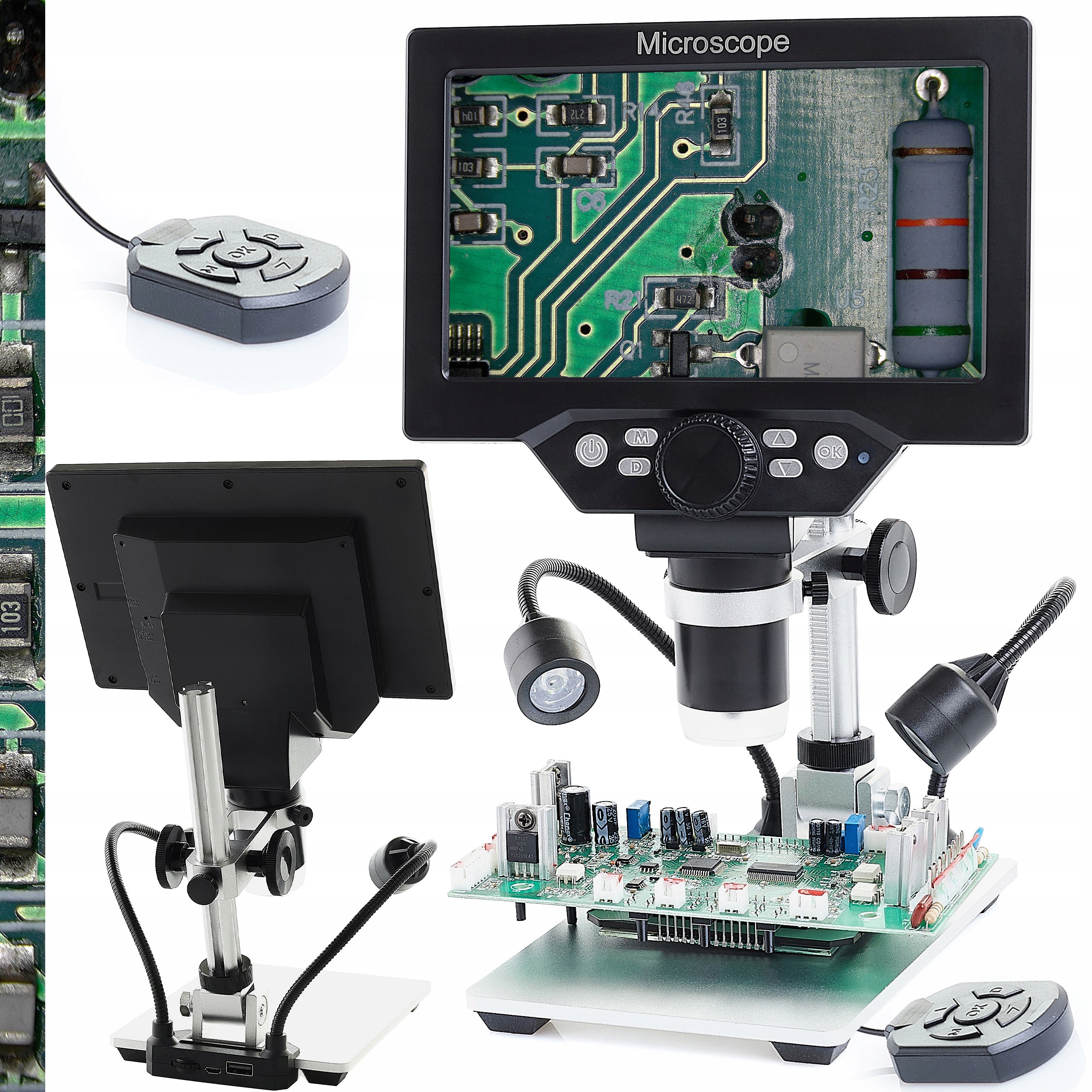 Digitální Mikroskop 1200x LCD Hd Pro Elektroniku Dvojité Led Pilot