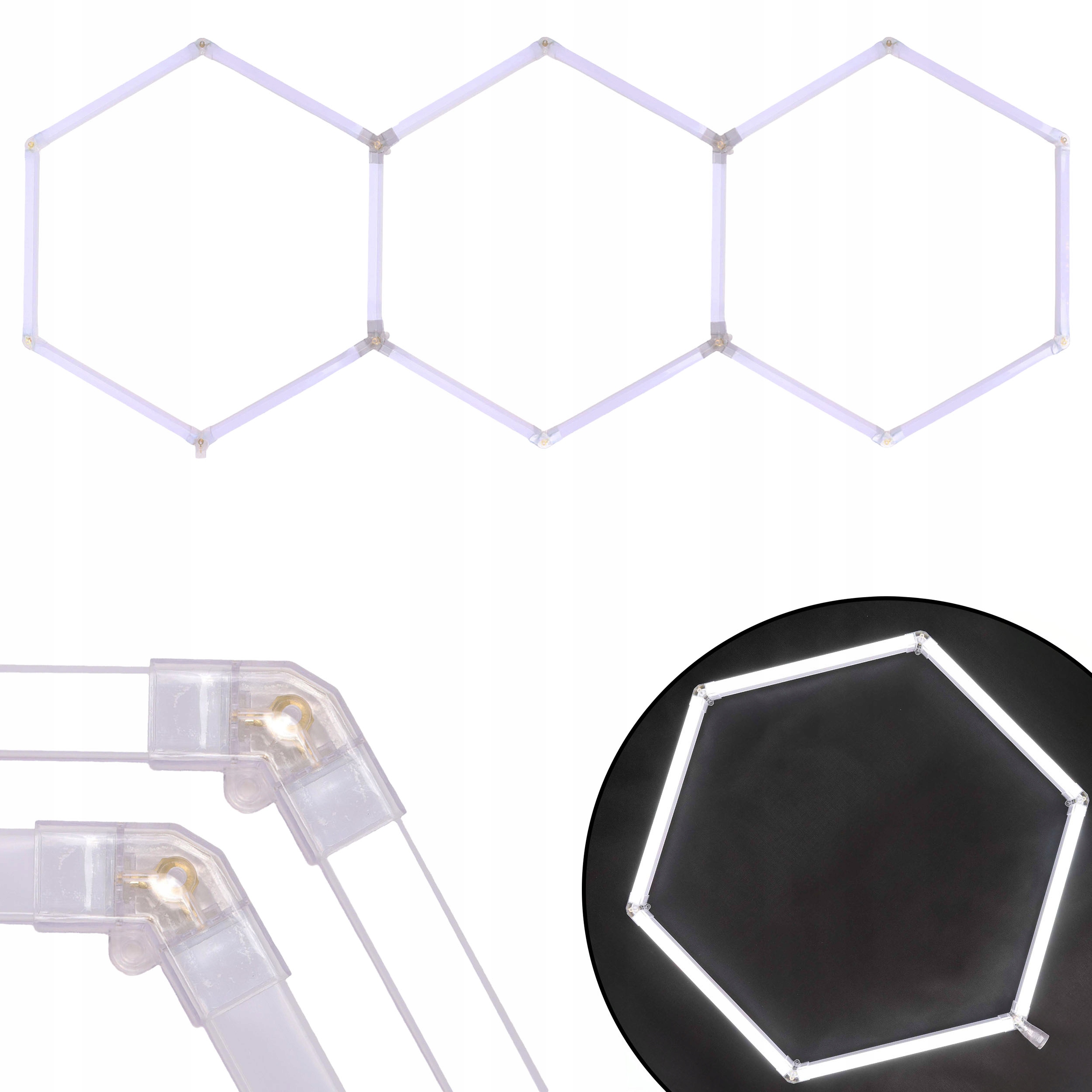 Hexagon Led Lampa 128W 6500K Modulárny Stropný Panel Garážová Dielňa