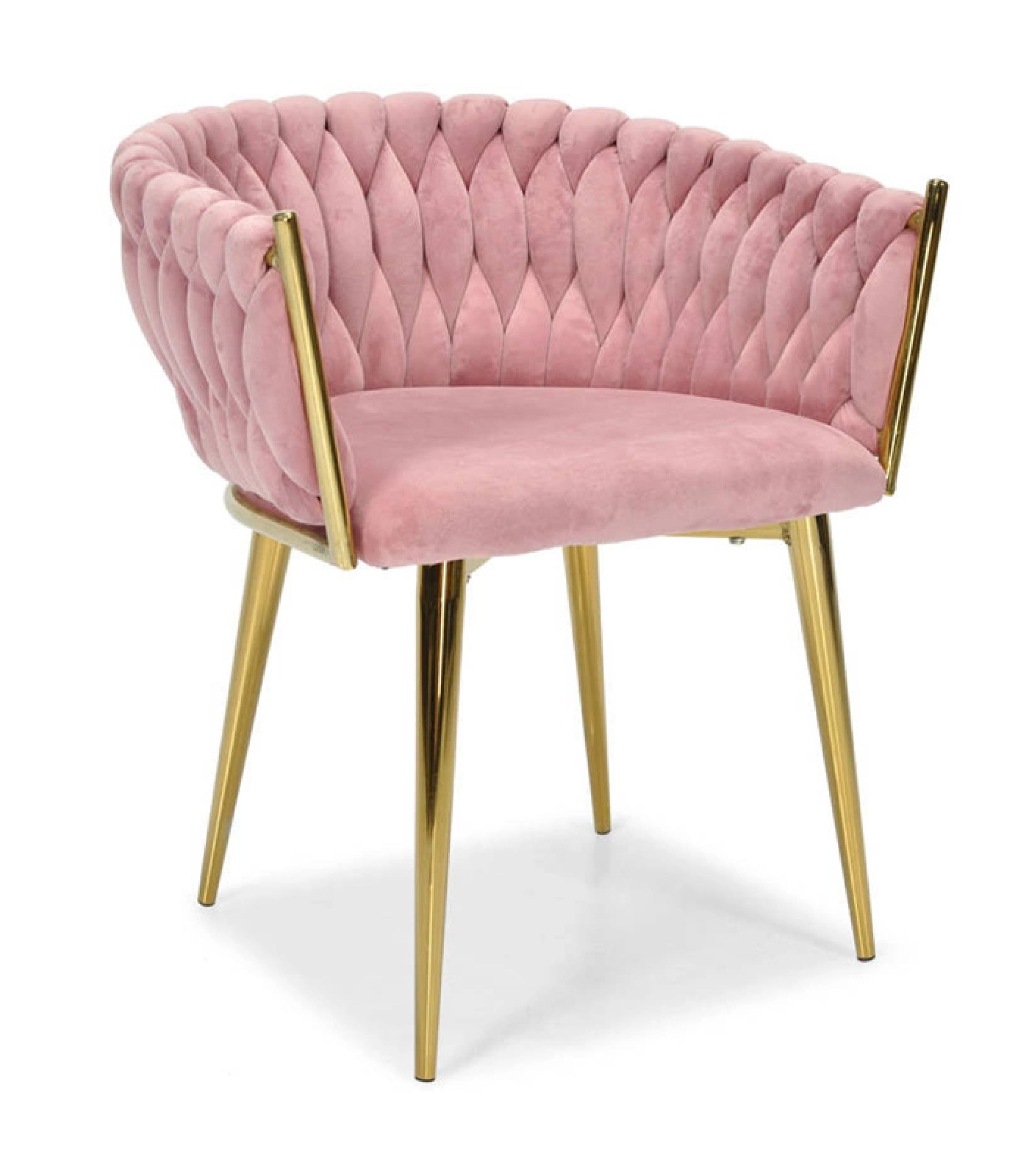 Stolička Velúrová Ružová Glamour – Moderné zlaté nohy