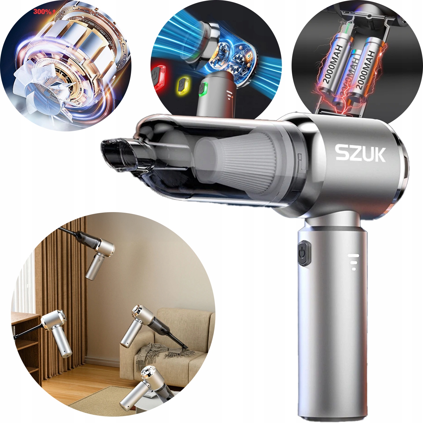 Bezdrôtový Ručný Vysávač S Možnosťou Fúkania Automobilový Dom Fúkač skla