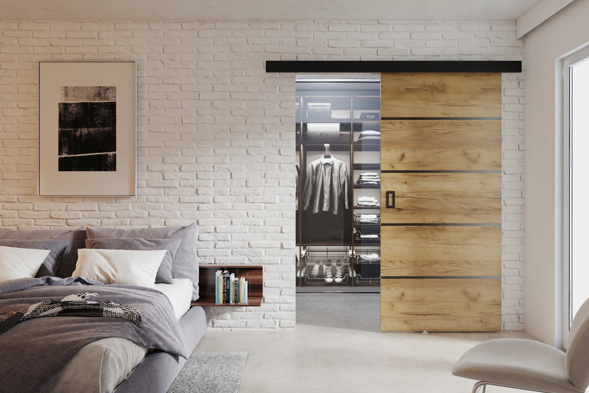 Drzwi przesuwne naścienne LUCA PLUS 100