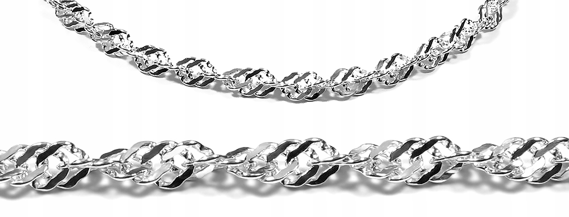 KLASYCZNY ŁAŃCUSZEK SREBRNY SINGAPUR ZE SREBRA PRÓBY 925 50cm Długość całkowita 50 cm