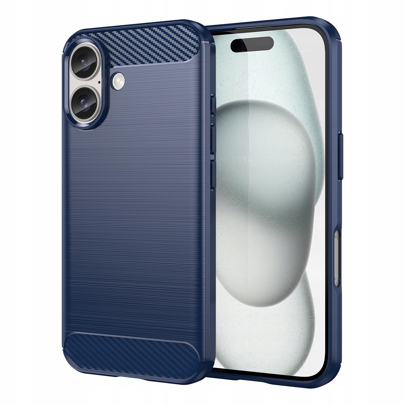 Etui silikonowe Carbon Case do iPhone 16 Plus niebieskie
