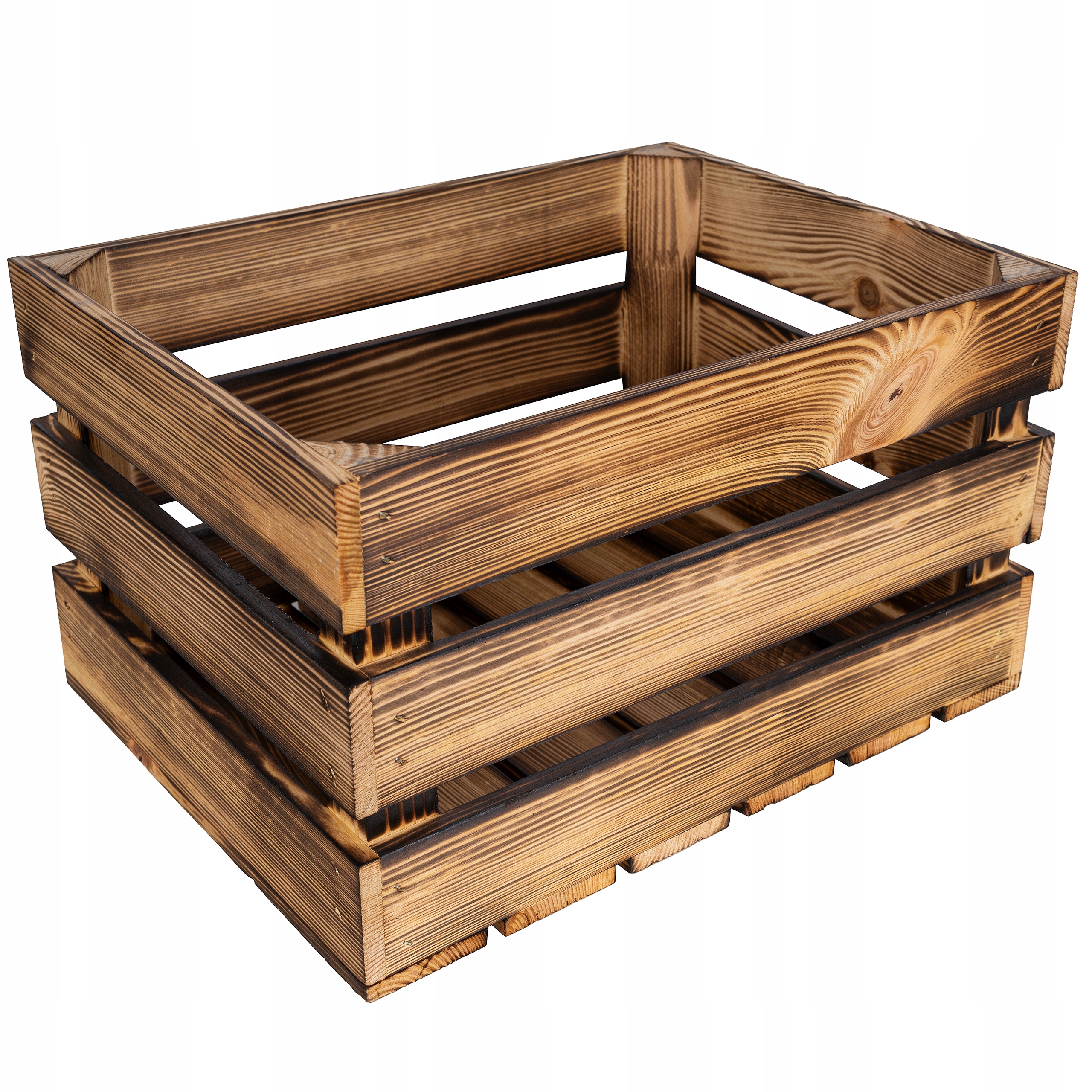 Dřevěná krabice s opálenými prkny, krabička na hračky, 40x30x23 cm