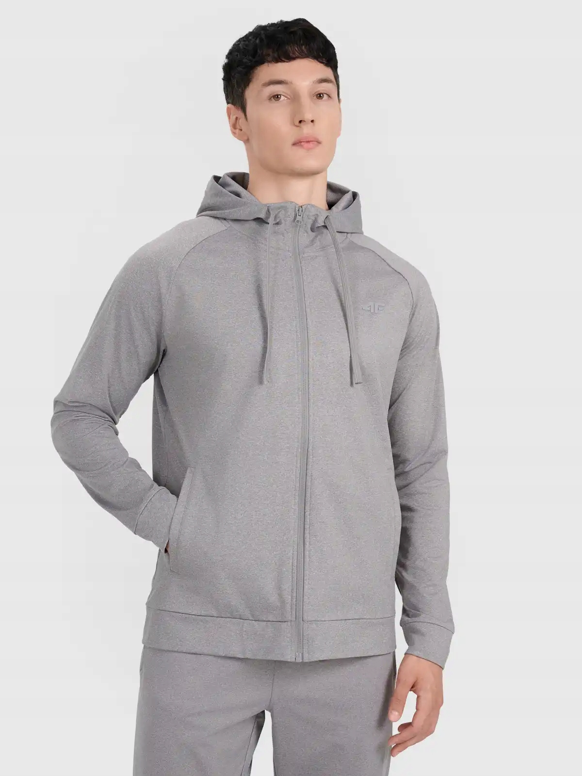 4F pánská zapínací tréninková pánská mikina z zdrsněného úpletu M654 šedá