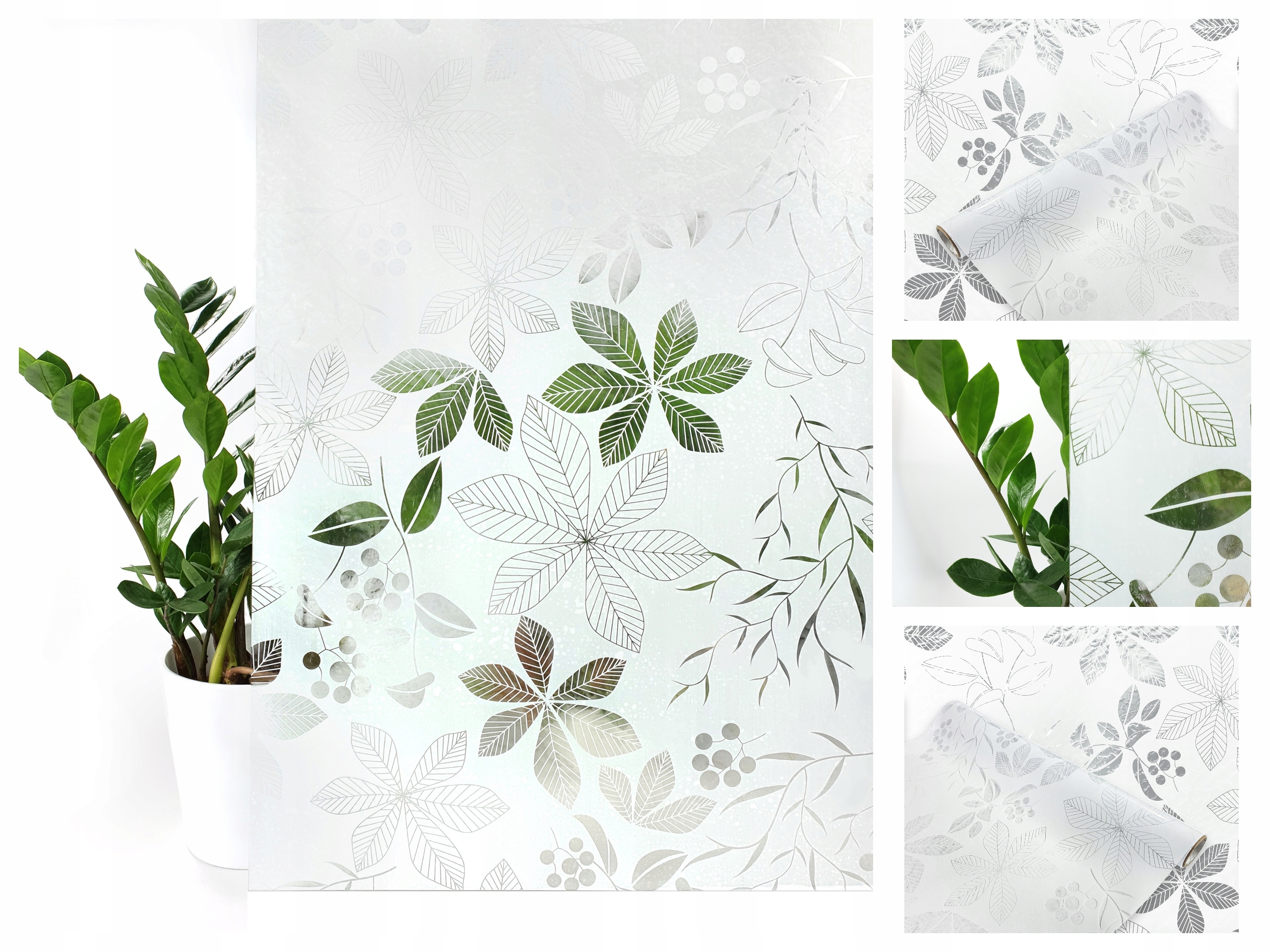 Statická okenná fólia na sklá a sklenené plochy, šírka 67 cm, vzor Listy