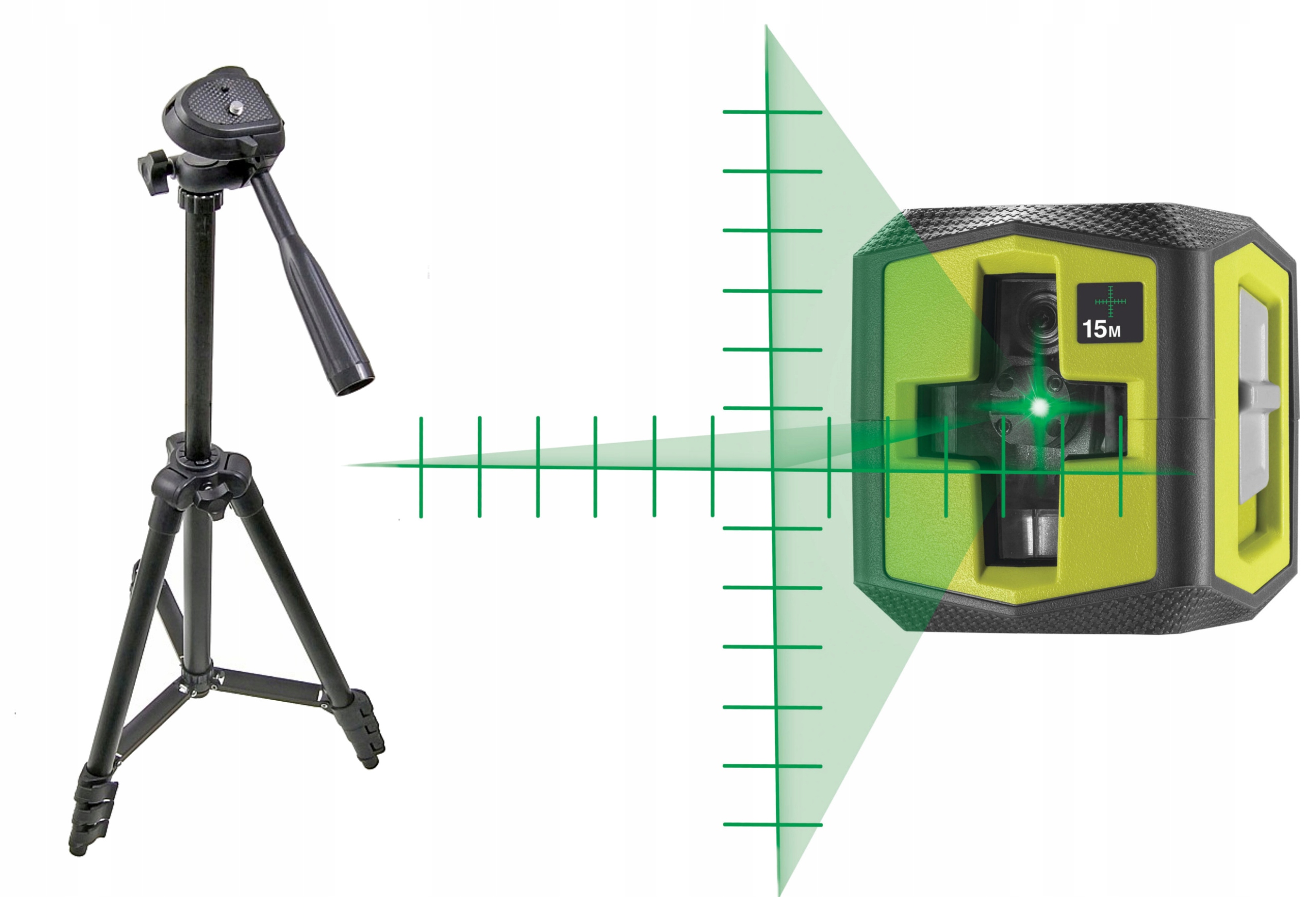 Ryobi Křížový Laser Vodováha Zelená 10 m Stativ