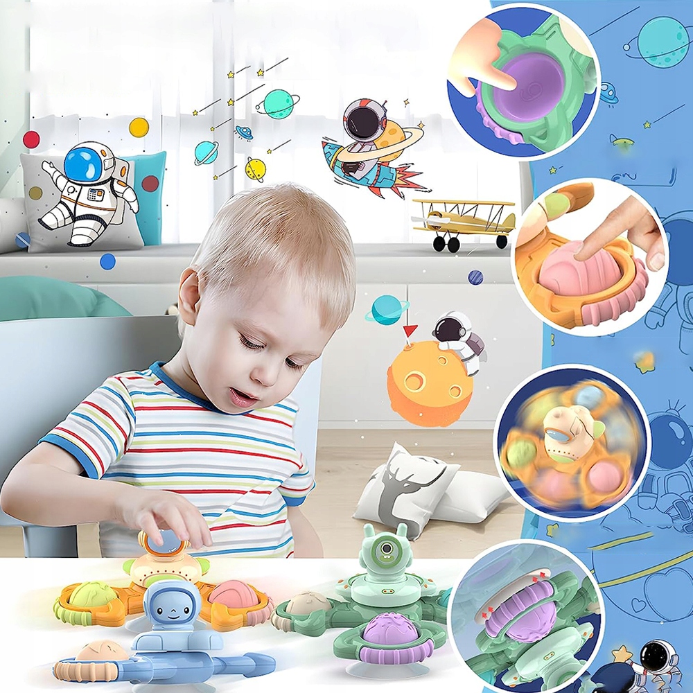 ZESTAW FIDGET SPINNER Z PRZYSSAWKĄ MONTESSORI 3szt Materiał plastik