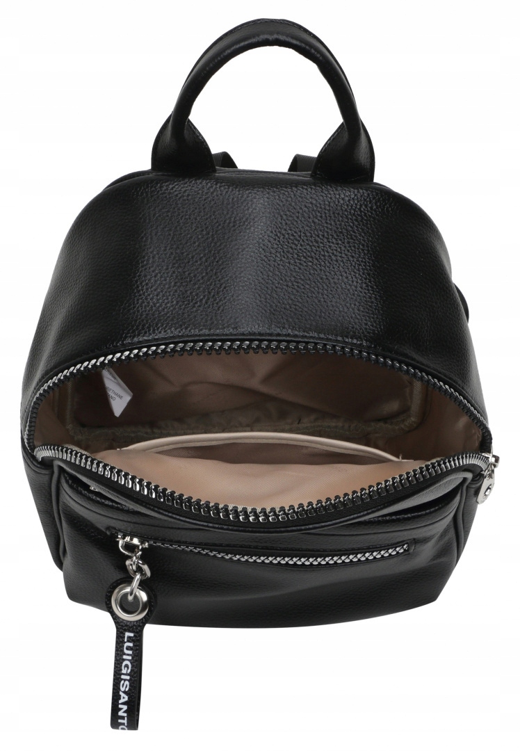 Pakowny czarny plecak damski z kieszonkami Kolor czarny