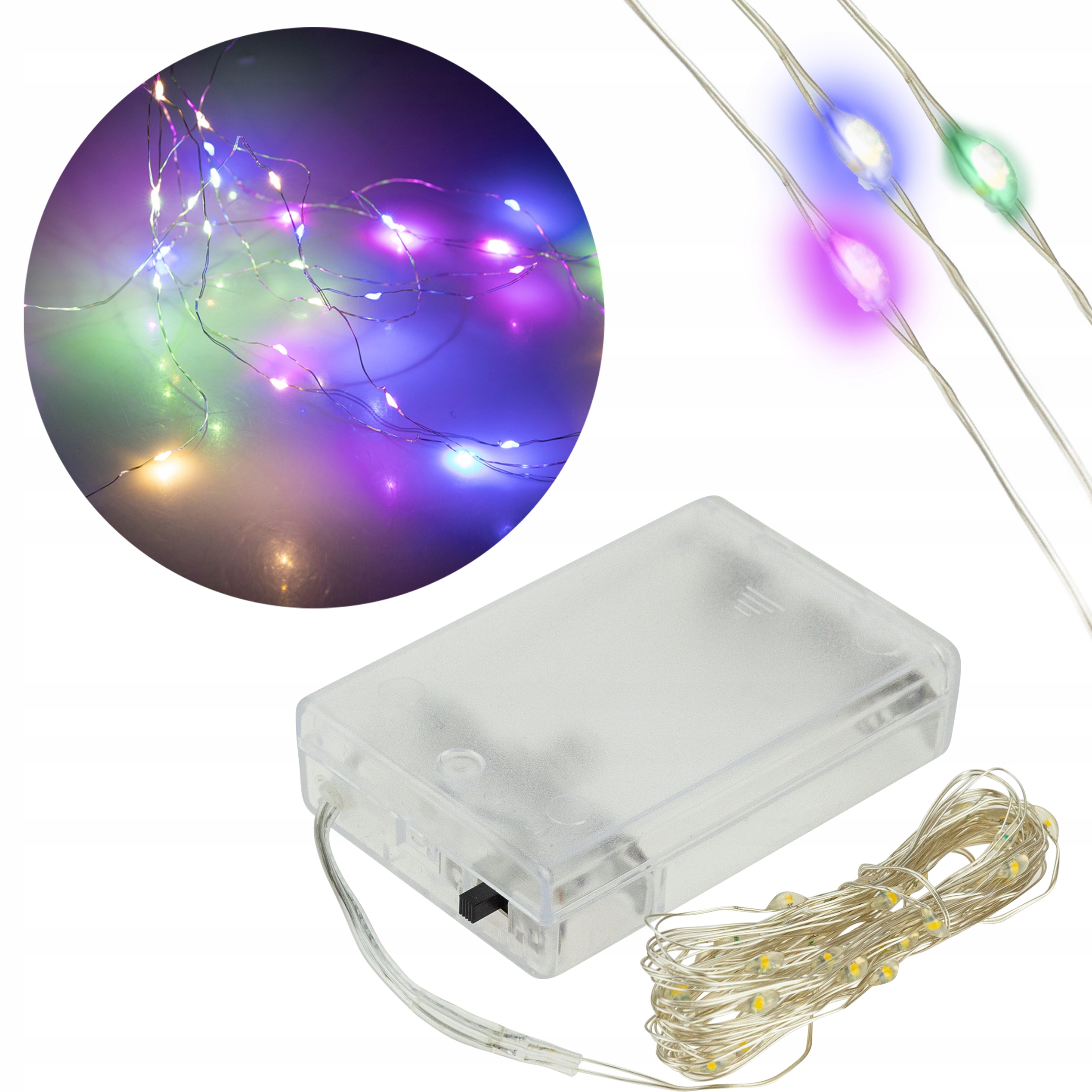 

Lampki choinkowe Led drucik na baterie 4m Kolorowe