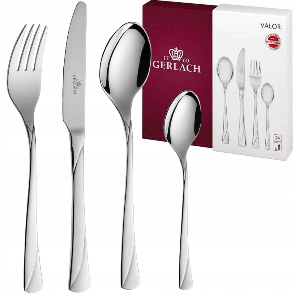 GERLACH KOMPLET ZESTAW SZTUĆCY SZTUĆCE + WIDELCZYKI CIASTA VALOR 30el 6os Marka Gerlach