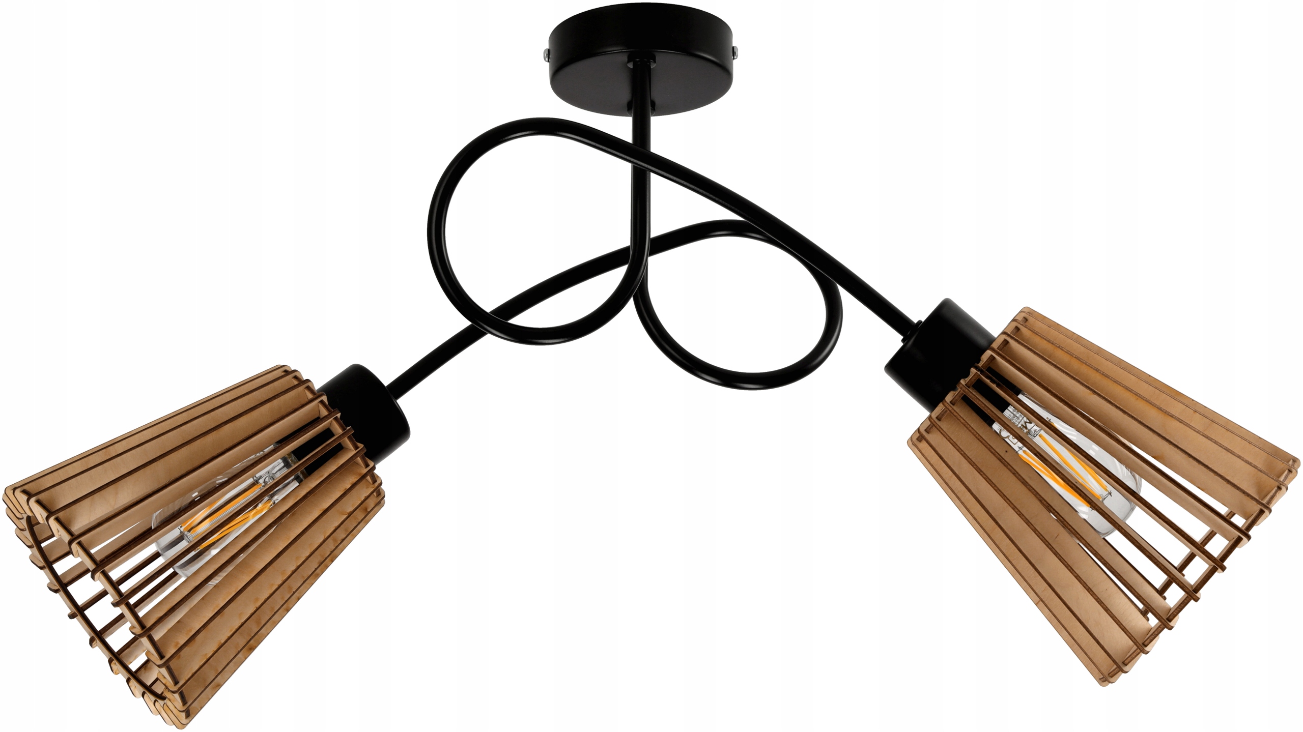 

Lampa Sufitowa Drewniana Loft Zawijana 2XE27