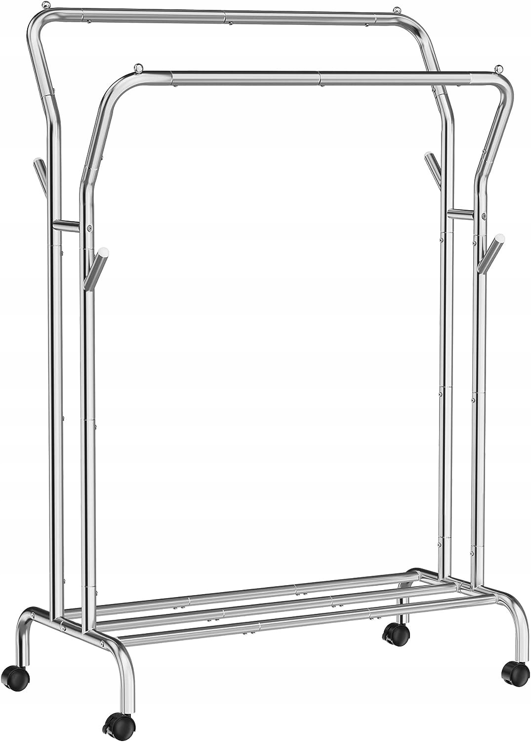 Mobilní věšák na oblečení s policí, stříbrný, 155 cm