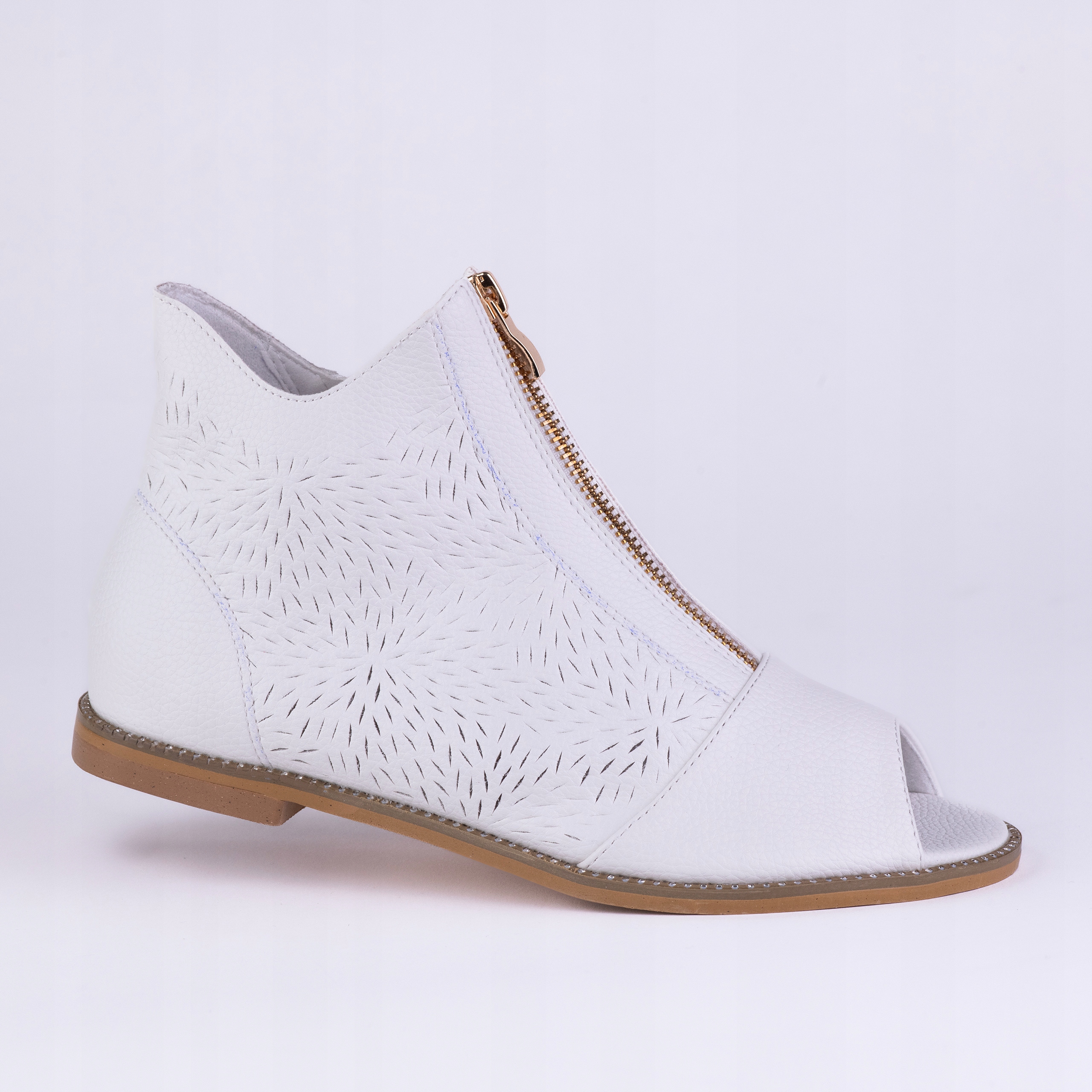 Dámské sandály z přírodní kůže Goodin GD-FL900 lehké bílé 37