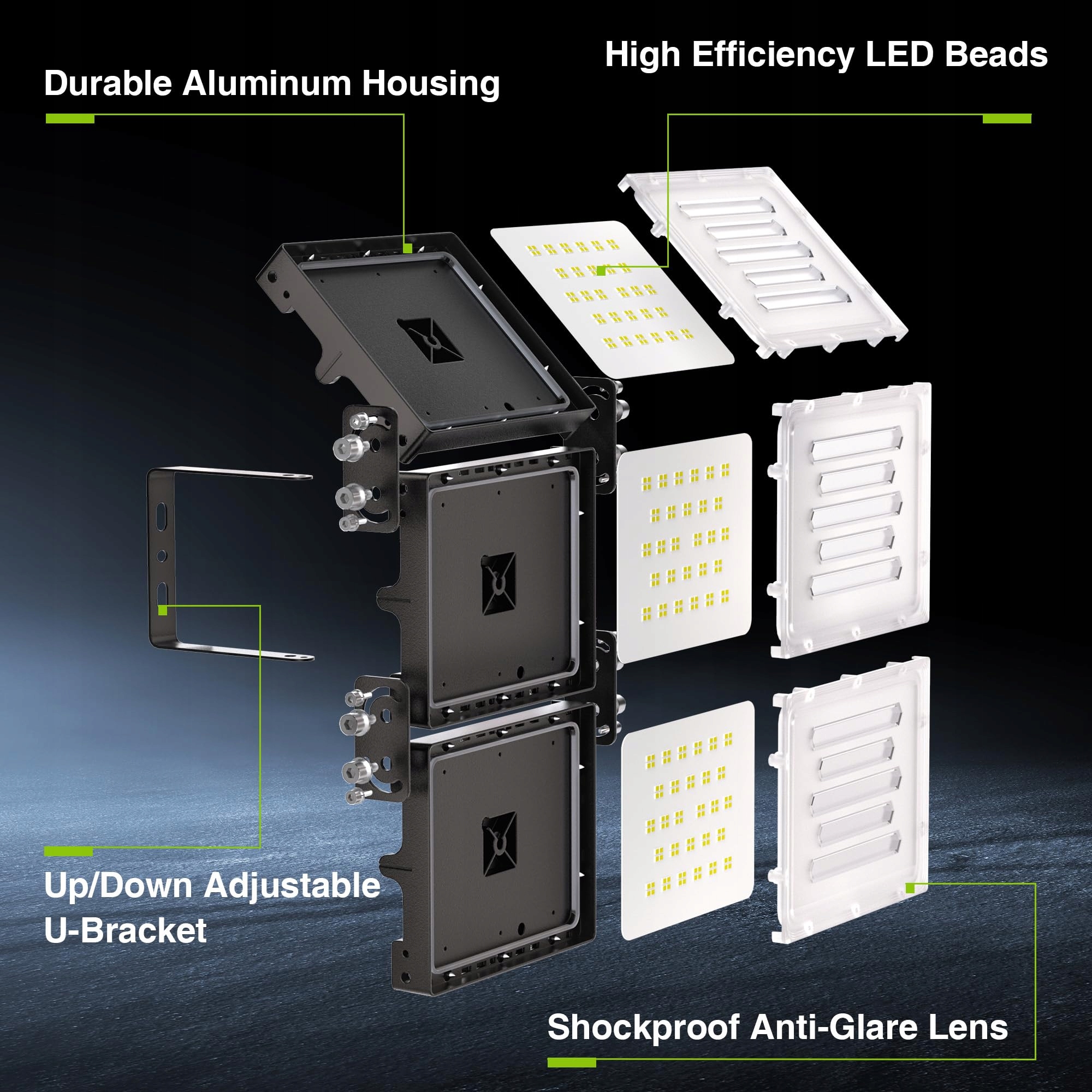 Naświetlacz LED 300W 30000lm 6000K IP66 Do Basenu Ogrodu Magazynu STASUN — miniatura 3
