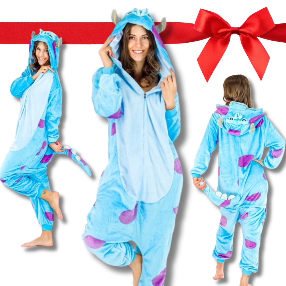 Měkké dámské teplé pyžamo overal Jednodílný kostým Příšera Sulley M